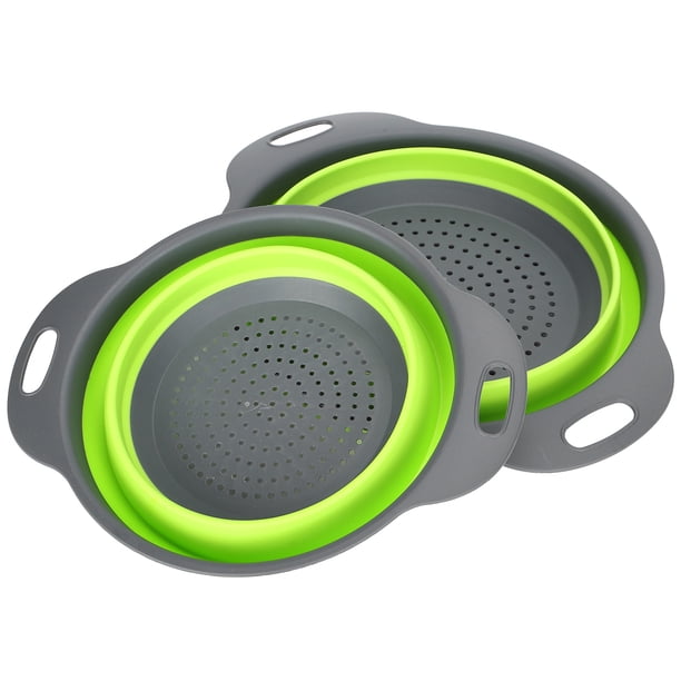 Cesta de almacenamiento, cesta de filtro plegable retráctil redonda de 2 piezas con asa cesta de filtro plegable funcionalidad versátil