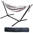 thumbnail image 4 of Fogcroll Double Hammock Standing Hammocks and Portable Carrying Bag with Space Saving Steel Stand Included 2 Person Heavy Duty Outside Garden Yard Outdoor 440lb Capacity 2 People Striped Print, 4 of 12