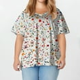 thumbnail image 3 of XADYUY Plus Size Tops for Women Fashion Plus Size Sexy Tops V Neck Women Plus Sizes Short Sleeve Blouse Daisy Floral Print Dressy Casual T Shirts Loose Fit Clothes for Women,XL Vermilion, 3 of 4