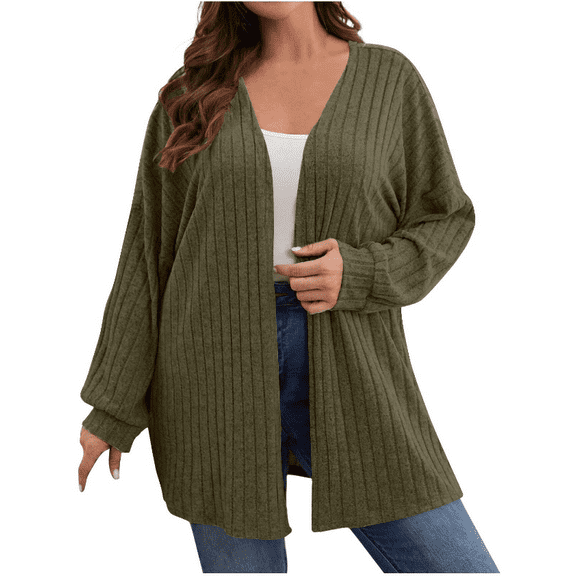 Open Front Cardigans for Women Plus Size Cable Knit Long Sleeve Cardigan Casual Loose Comfy Lightweight Dressy Tops