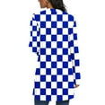thumbnail image 3 of Checkered Cardigan for Women Lightweight Open Front Long Tops with Pockets Long Sleeve Comfy Casual Cardigans Blue, 2XL, 3 of 7