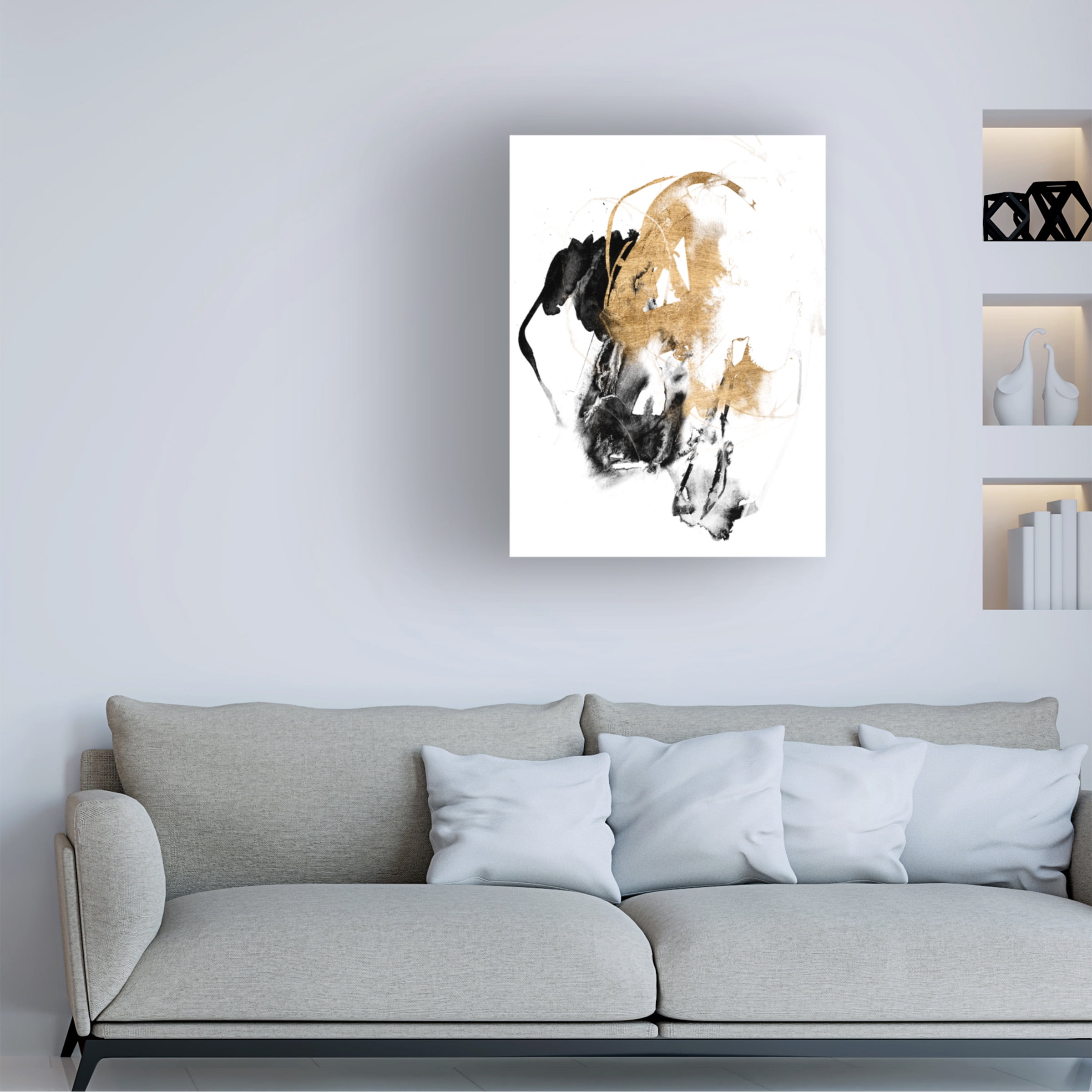 Jennifer Goldberger 'Black And Gold Splash II' Canvas Art