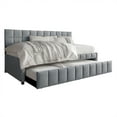 thumbnail image 2 of Castle Place Modern Velvet Upholstered Twin Daybed with Trundle, Light Grey, 2 of 7