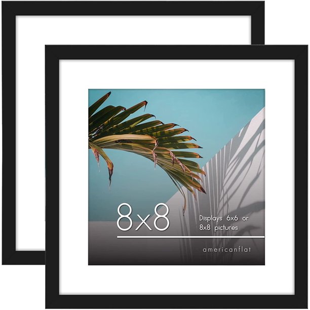 Americanflat 8x8 Picture Frame in Black Displays 6x6 With Mat and 8x8