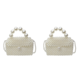thumbnail image 1 of Bolso Noche Con Perlas Tejido A Mano para Mujer Hombro (Beige), 1 of 9