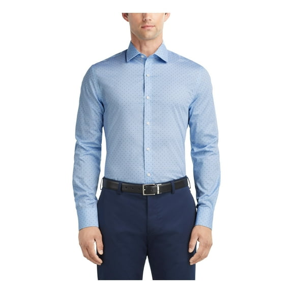 Tommy Hilfiger Men's Dress Shirt Slim Fit Stretch Twill Th Light Blue-14.5-32/33