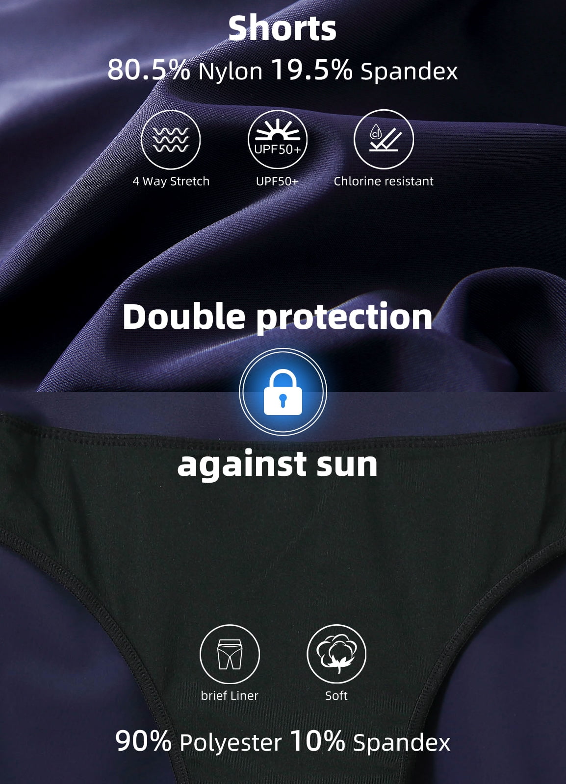 BALEAF Swim Shorts Women Bathing Suit Bottoms 6" Modest Swimsuits Tankini Tummy Control Board Shorts Swimwear High Waisted Biker Shorts Boyshorts Navy Blue 3XL