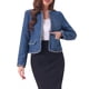thumbnail image 1 of BLAZER CORTO DE OFICINA ABIERTO DE TWEED A CUADROS PARA MUJERES CHIC INSPIRE S AZUL, 1 of 6