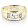 thumbnail image 2 of Gem Stone King Men's 18K Yellow Gold Plated Silver White Moissanite Ring (1.65 Cttw, Gemstone Birthstone, Oval 8X6MM,, Size 10), 2 of 3