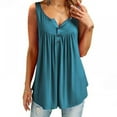 thumbnail image 2 of PENGXAING Womens Summer Sleeveless V Neck Solid Color Casual Swing Shirts Flowy Tank Tops Blouses with Buttons, 2 of 5
