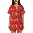thumbnail image 1 of Fotbe Christmas With Cute Deer Conjunto de Pijama Estampado para Mujer, 2 Piezas, Ropa de Dormir con Camiseta de Manga Corta y Shorts Suaves-3X-Large, 1 of 6