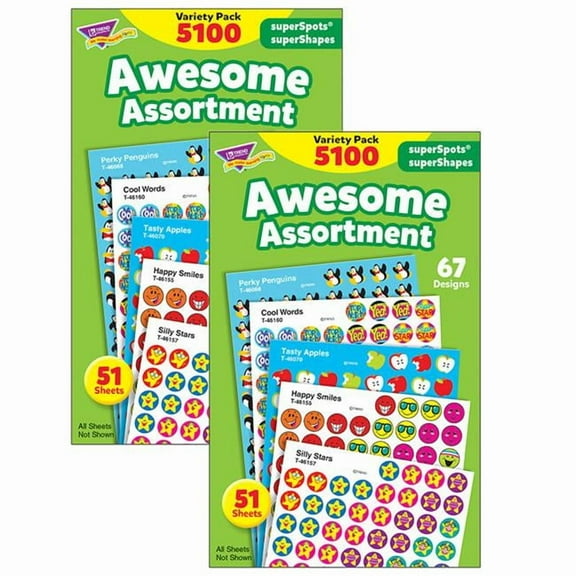 TREND Awesome Assortment superSpots/superShapes Variety Pack, 5100 Per Pack, 2 Packs