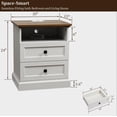 thumbnail image 2 of FIAKOA Night Stand Set of 2 with Charging Station, Bedside Table with 2 Drawers Storage and Open Shelf, White Farmhouse Nightstands  for Bedroom Office, 2 of 8