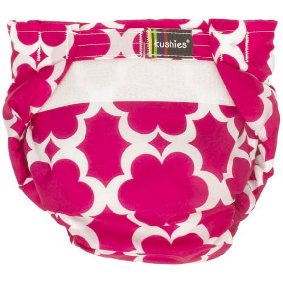 Kushies Ultra-Lite All-In-One Form-Fitted Washable Cloth Diapers (Fuchsia Modern Flowers, Infant)