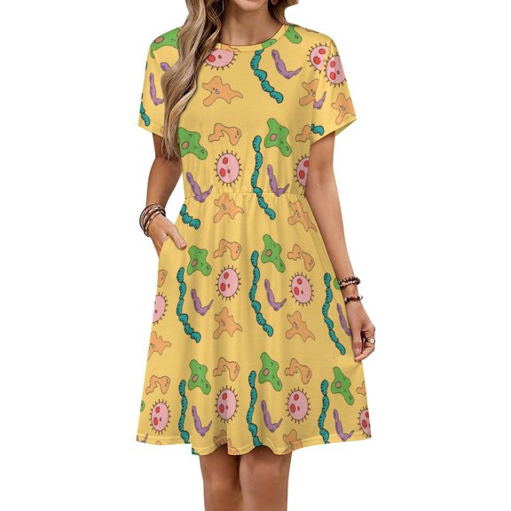 Miss Frizzle In A Pickle Magic School Bus Short Sleeve Dress Women Summer Evening Dresses Ladies Sundress