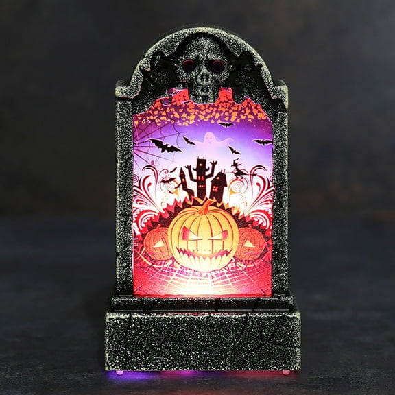 Noothes Halloween LED Tombstone Prop - 7 Scary Lights, Spooky Bar/Restaurant/Home Decor, Compact 4.52x2.55in Size with 3 Button Batteries 