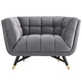 thumbnail image 3 of Pemberly Row Modern Velvet Tufted Accent Chair in Gray and Black, 3 of 5