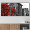 thumbnail image 3 of wall26 - Red Tree NYC Street Scene - Framed Canvas Art Wall Art - 16"x24"x3 Black, 3 of 5