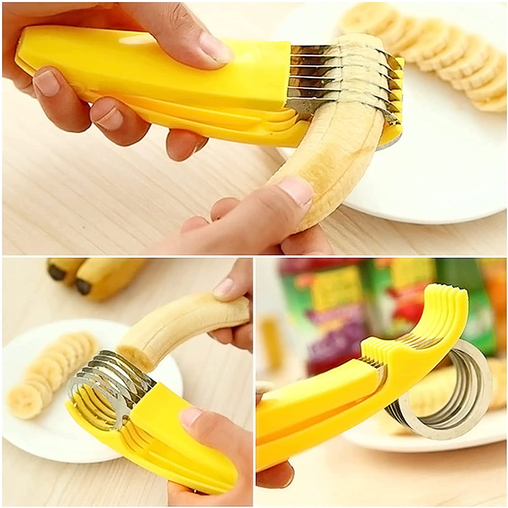 1pc Stainless Steel Banana Slicer, Minimalist Solid Color Fruit Slicer  Dicer Cutter For Kitchen