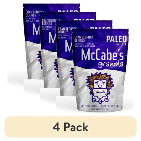 (4 pack) McCabe's Granola Cran Bedrock Berries, Grain Free, Gluten Free, Cranberry, 8 oz
