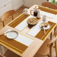 thumbnail image 5 of Modern Brown Gold Placemats Set of 4 Minimalist Geometric Yellow Striped Place Mats Indoor Wipeable Table Mats Washable Cloth Dining Table Placemats for Kitchen Holiday Party Home Decor 13x19 Inch, 5 of 9