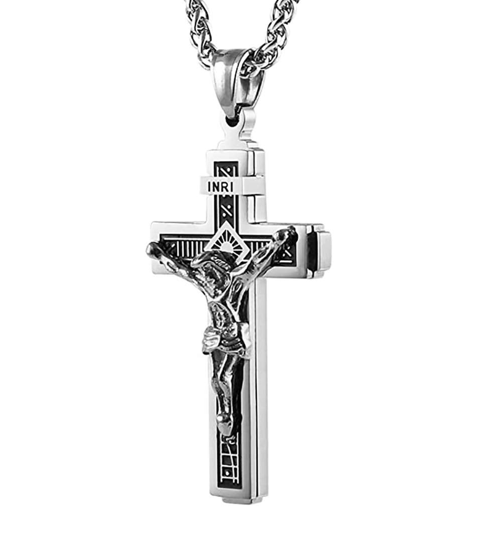 Gold Plated INRI Crucifix Jesus Cross Pendant Necklace Men Women