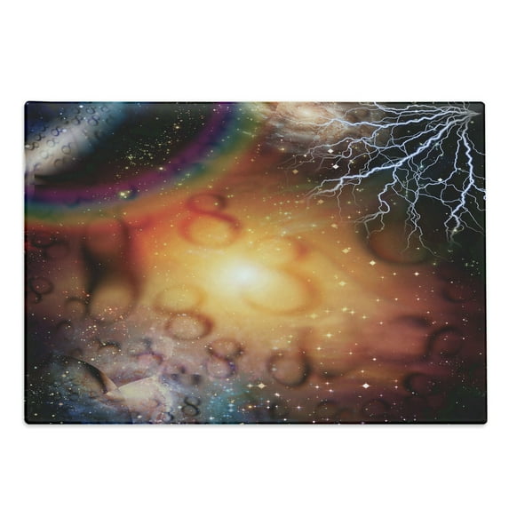 Astrology Cutting Board, Abstract Astral Illustration of the Universe Electricity in Infinity, Decorative Tempered Glass Cutting and Serving Board, Large Size, Multicolor, by Ambesonne