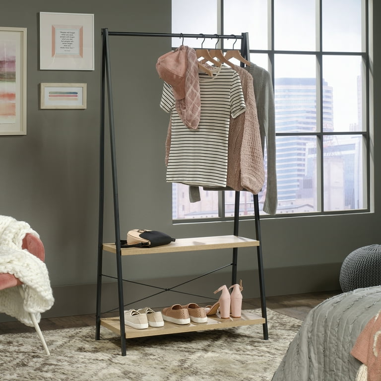 Curiod Hall Tree with Clothing Rack Charter Oak Finish Walmart
