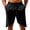 Black, variant on Mens Summer Shorts Drawstring Waisted Solid Color Workout Shorts Linen Gym Sport Running Athletic Shorts