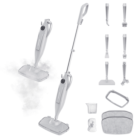 SUGARDAY Steam Mop with 2 Washable Dirt Grip Pads Steam Cleaner for Sealed Hard Floors, Hardwood, Marble, Tile, Carpets, Blue