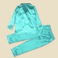 thumbnail image 5 of HNMKIU Soft Matching Family Pajamas Set with Buttons Long Sleeve Solid Color Family Casual Wear Home Sleepwear Mint Green,Kids:7-8 Years, 5 of 10