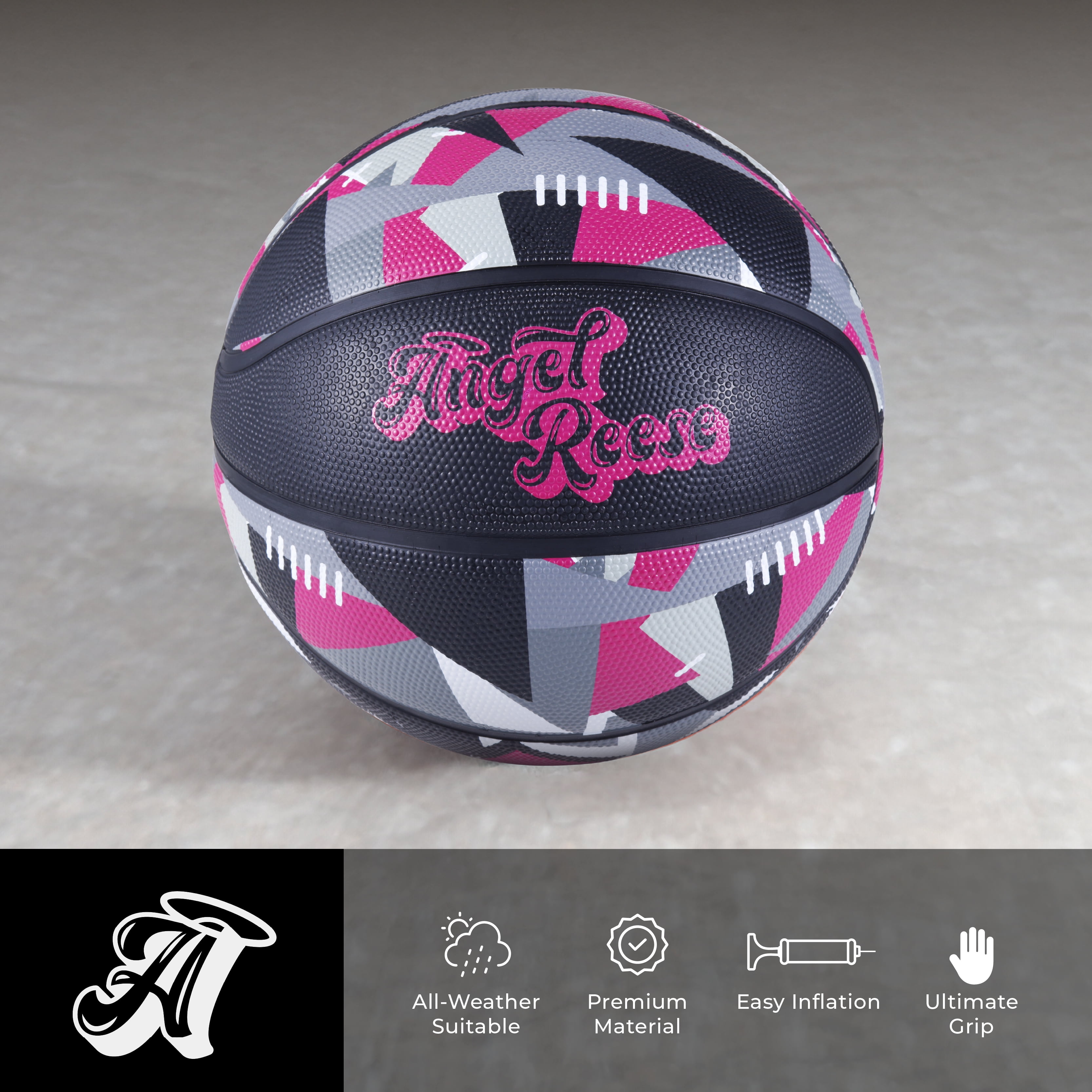 Angel Reese Signature Basketball 28.5” – Outdoor Rubber Ball for Youth & Teens, Colorful Street Style Design, Intermediate Size 6, Official Grip & Bounce
