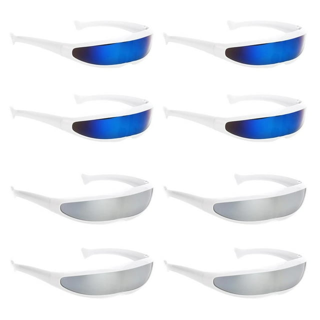 8 pieces Novedad Gafas de terre con visera de lente inconfundible espejada de color estrecho Yinane Gafas de traje de novedad
