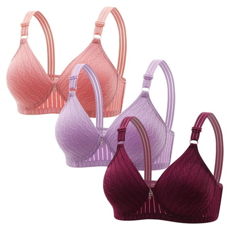 Lisbinx Nursing Bras 3PC Woman s Embroidered Glossy Comfortable Breathable Bra Underwear No Rims Seasonal Discounts