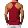 thumbnail image 4 of Zimjoy Men's Muscle Gym Tank Top Quick Dry Breathable Y-Back Vest Regular Fit Ribbed Textured Sleeveless Tank Tops, Red L, 4 of 7