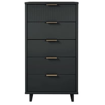 Manhattan Comfort Granville Tall & Narrow Engineered Wood Dresser in Dark Gray