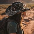 thumbnail image 4 of Byfri Unisex Wide Brim Western Cowboy Hat Adjustable Strap Outdoor Sun Hat 56-58cm, 4 of 7