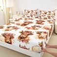 thumbnail image 4 of Erosebridal Kawaii Highland Cattle Bed Sheets,Brown Farm Animals King Sheets For Adult 4pcs, 4 of 6