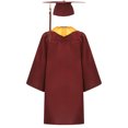 thumbnail image 2 of TTAO Unisex Boys Girls School Graduation Gown Long Sleeve V-neck Robe with Hat Stole Tassel for Ceremonies Parties Burgundy 5-6, 2 of 6