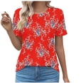 thumbnail image 2 of Fiudx Camisetas para Mujer Top de Primavera/Verano de Manga Corta Informal de Moda con Cuello Redondo para Mujer, 2 of 4