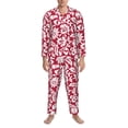 thumbnail image 3 of Picia Red Flowers Pattern Men’s Long-Sleeve Sleepwear Set - Soft 2-Piece Loungewear with Pockets, Comfy PJs for Relaxing Nights-Large, 3 of 7