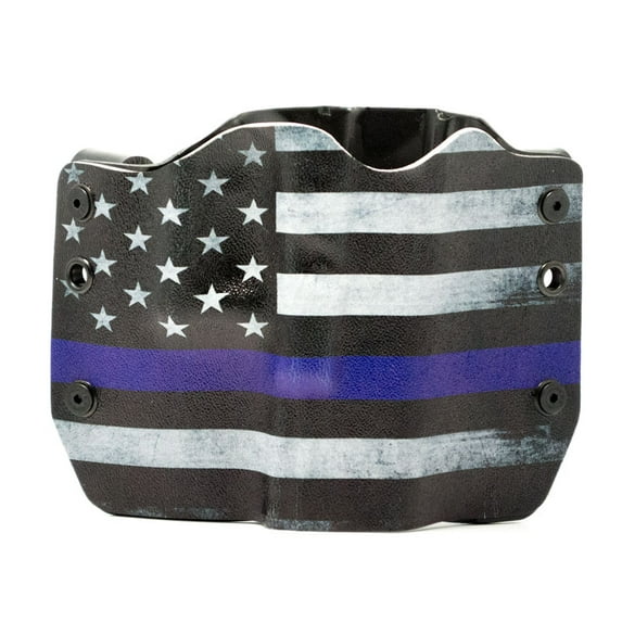 Outlaw Holsters: Thin Blue Line OWB Kydex Gun Holster for Glock 17,19,22,23,25,26,27,28,31,32,34,35,41, Right Handed.