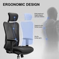 thumbnail image 6 of Sihoo M18 Ergonomic Office Chair, Mesh High Back, PU-Coated Casters, 2D Arm & Headrest, Desk Chair for Home Office & Gaming, Adult, 300lbs, Light Black, 6 of 12