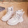 thumbnail image 2 of KPOPLK Toddler Girl Ankle Boots Low Heel Side Zipper Booties Fall Winter Little Girls Boots(13,Beige), 2 of 4