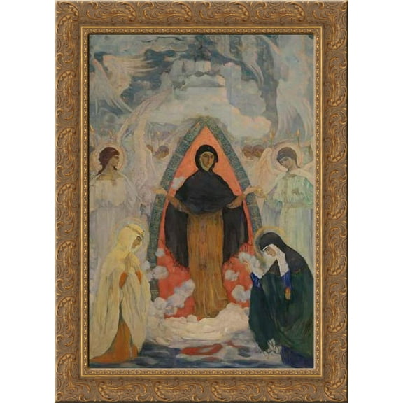 Intercession of Our Lady 24x20 Gold Ornate Wood Framed Canvas Art by Nesterov, Mikhail