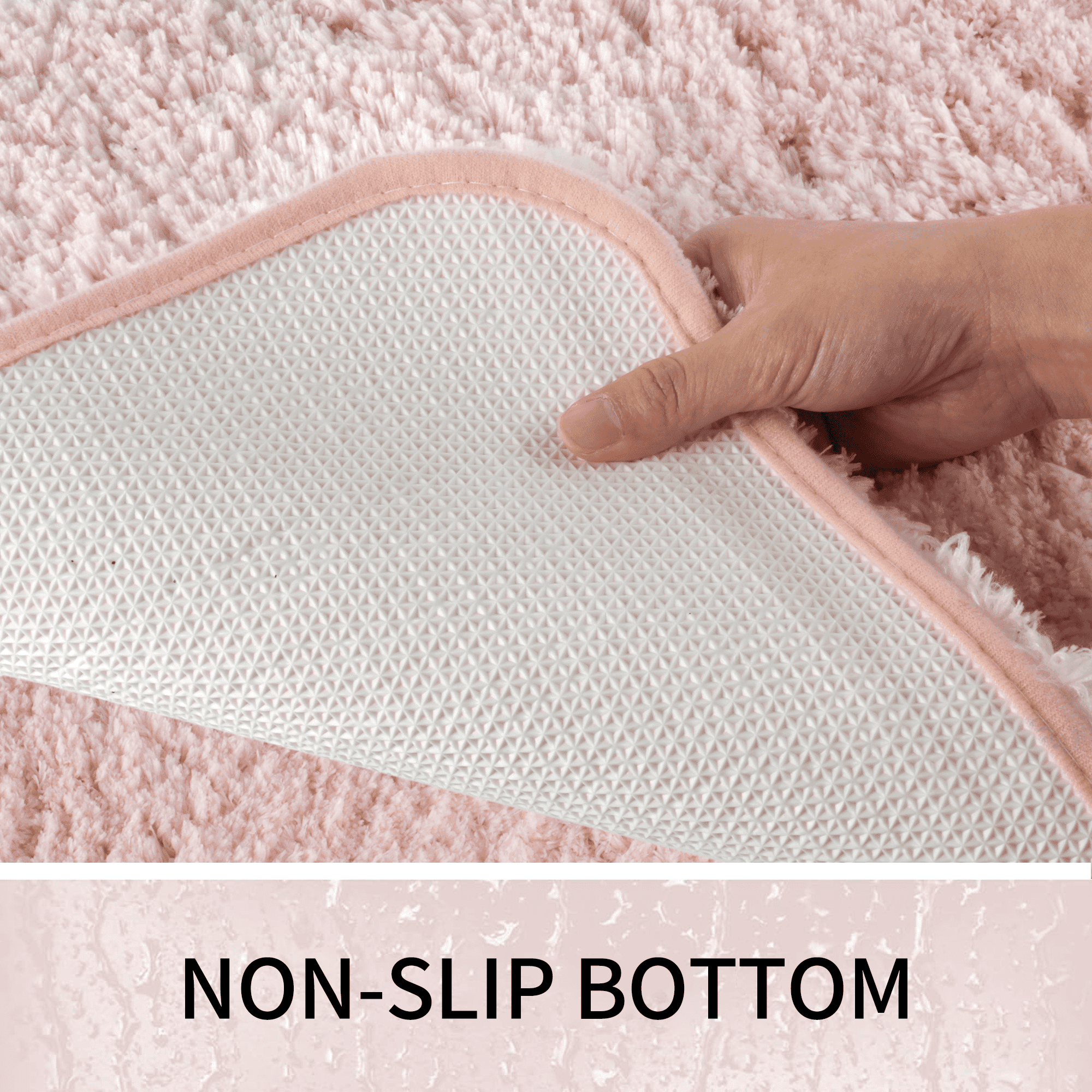 Wozola Pink Bathroom Rugs Mat, Soft Absorbent Microfiber Bath Rugs, Non Slip, Machine Washable Bath Mats for Bathroom Floor, Tub and Shower, Home Decor Accessories, 20" × 32"