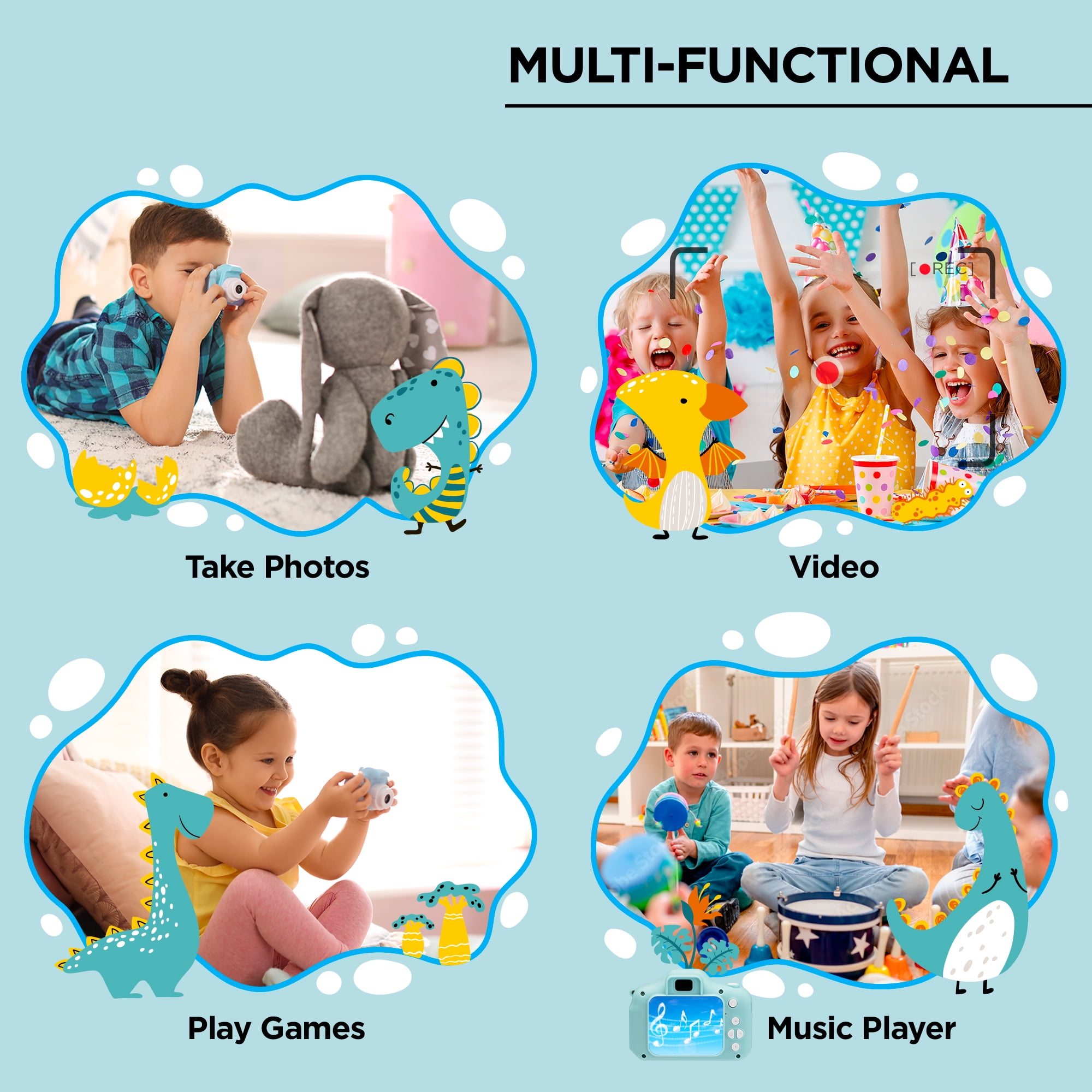 KinderPhoto Digital Camera for Kids - Blue, 3MP, 1080P Video, Games, and More! Merkury Innovations