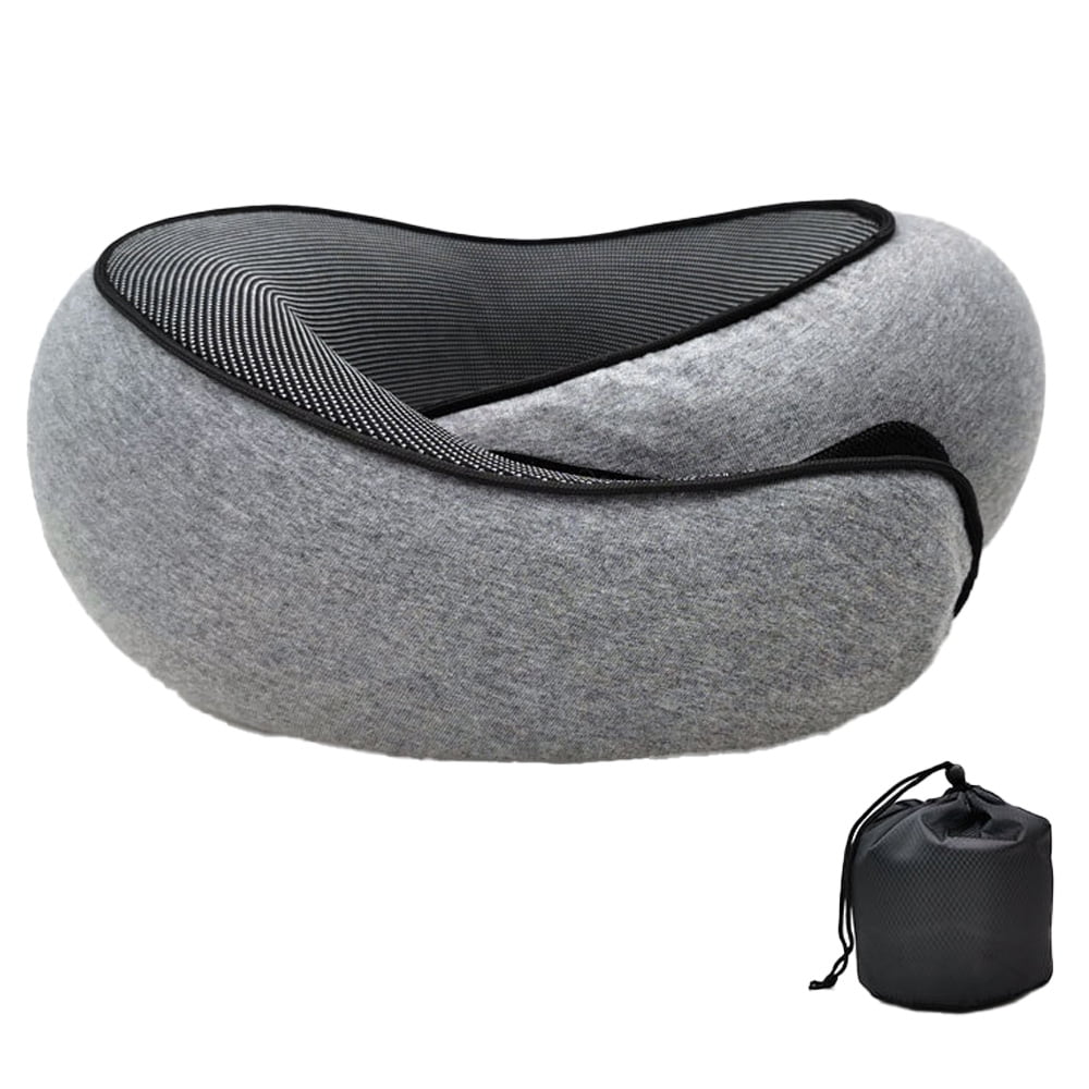 Airplane Travel Neck Pillow Memory Foam Neck Support with Seat Strap