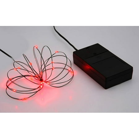 B/O Multi Function Ultra Slim Wire Christmas Light Set - 24 Red LED Lights