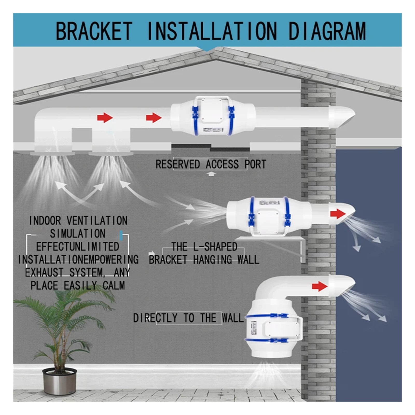 Silent Home Inline Duct Fan With Strong Ventilation System Air Extractor Fan For Kitchen Toilet Bathroom Blower Recuperator ,Durability and Easy Installation